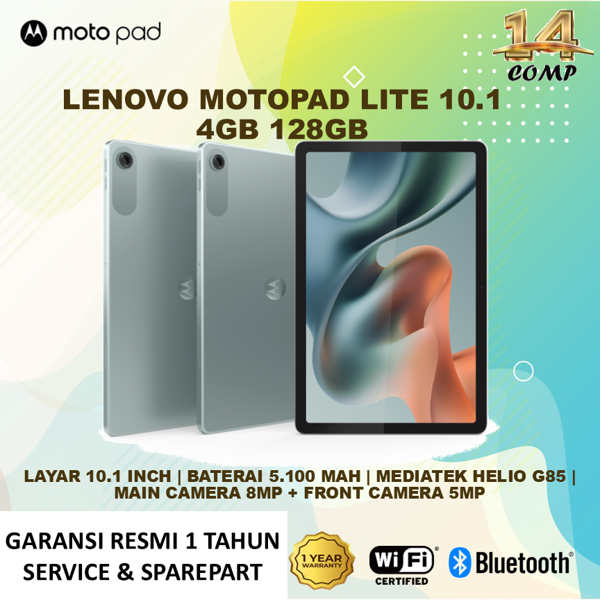TABLET LENOVO MOTOPAD LITE(POPLAR) : 10.1" TOUCHSCREEN/ HELIO G85/ 4GB/ 128GB/ ANDROID 15
