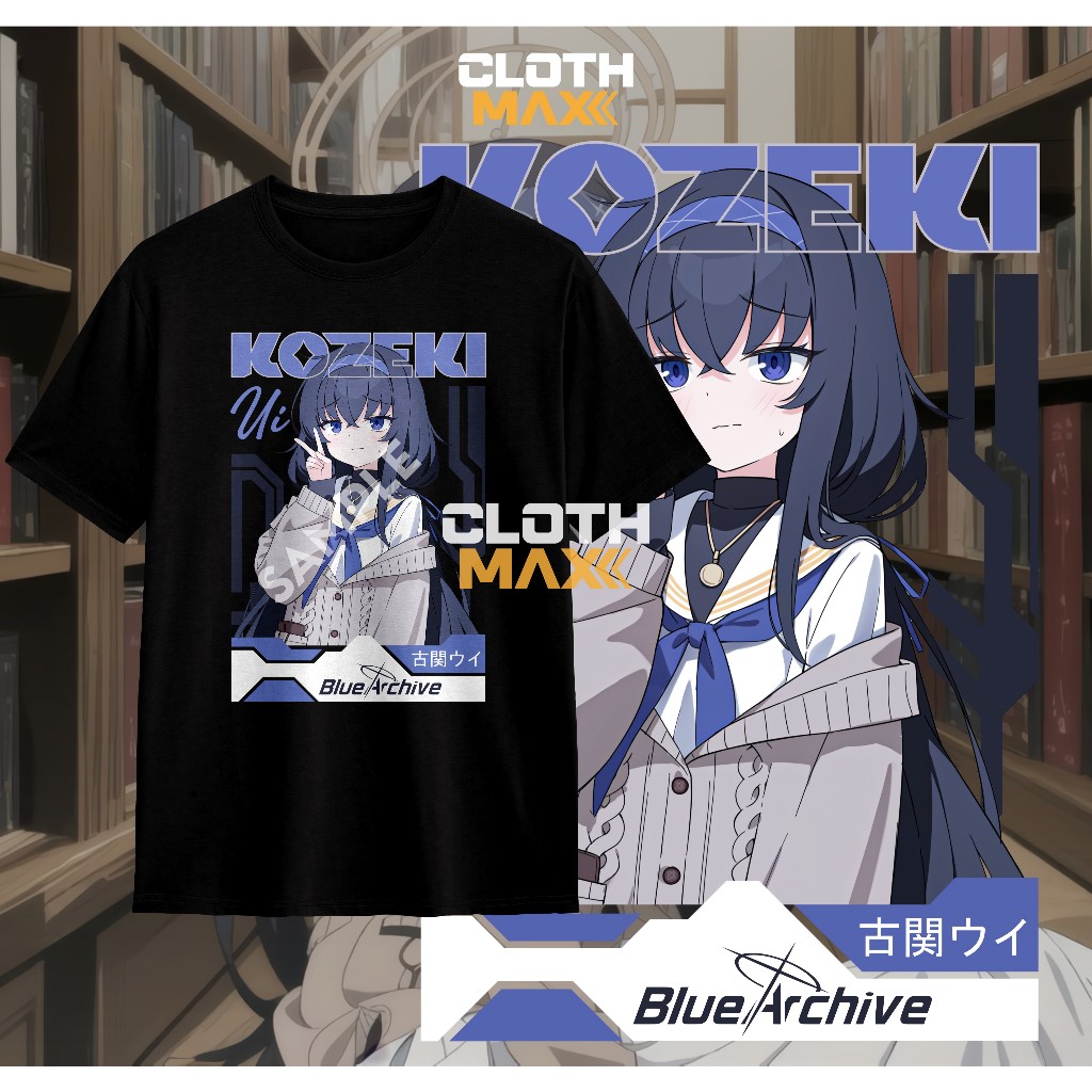 Kaos Dewasa Tshirt Kozeki Ui Blue Archive Baju Murah Lembut Premium Combed Tachibana Hikari Nozomi