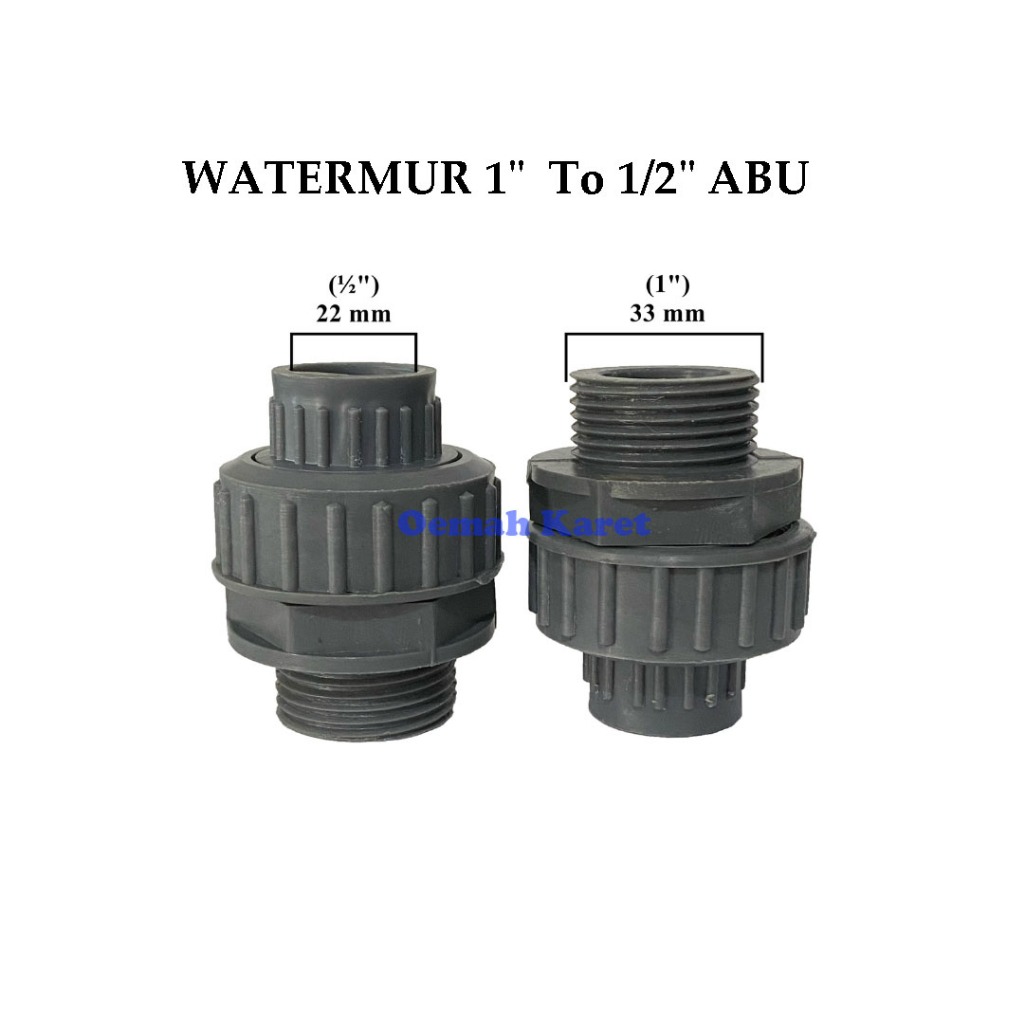 Water Mur Sok Sock Drat Luar 1 Inch x 1/2 Inch Abu