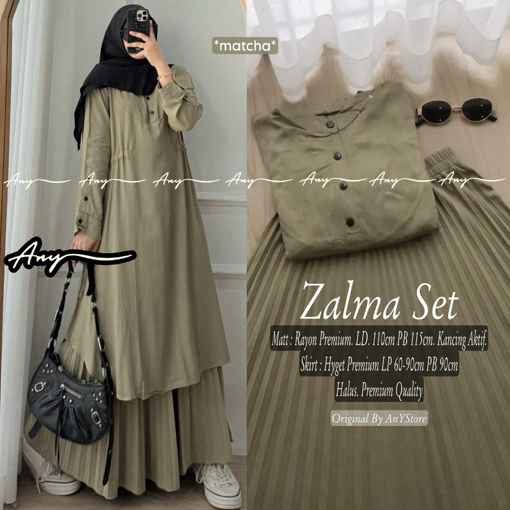 zulve kanya elsire jeslin ritza efana kanoa set by ANY tunik polos katun rayon rok plisket