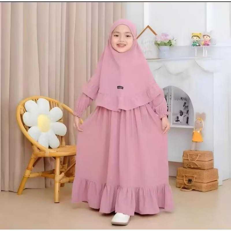 GAMIS ANAK PEREMPUAN DELISHA TERBARU/GAMIS ANAK MUSLIMAH SET HIJAB