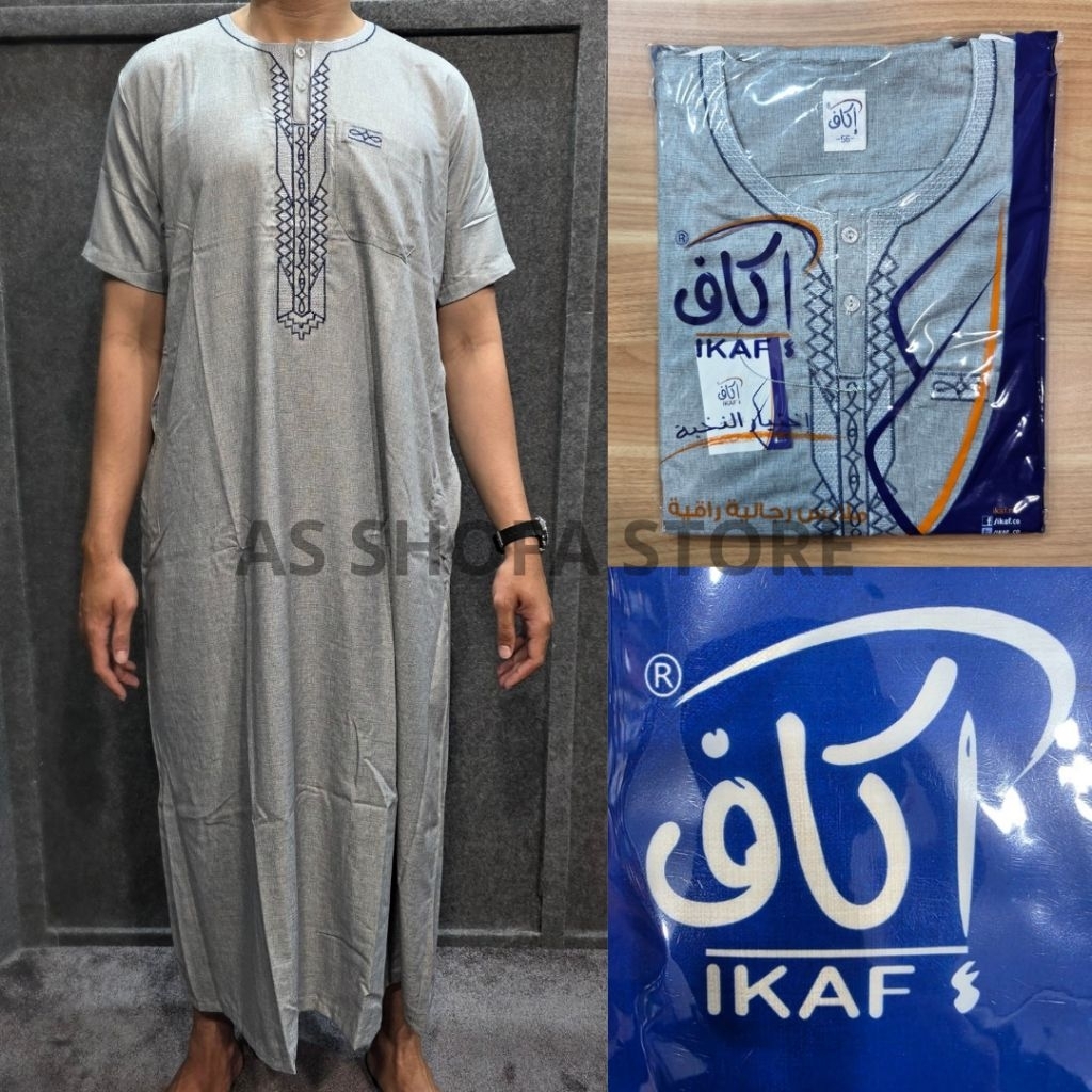 Gamis Pria Saudi Ikaf Dewasa Lengan Pendek Katun Original Impor