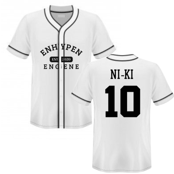 Jersey baseball putih enhyp engene niki kpop idol korea