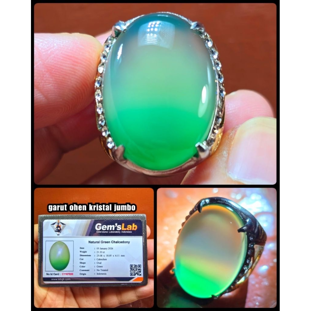 batu ijo Garut Ohen kristal jumbo + memo lab ya