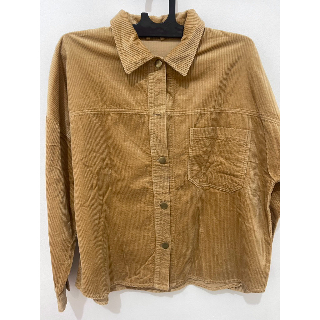 preloved brown corduroy shirt kemeja coklat