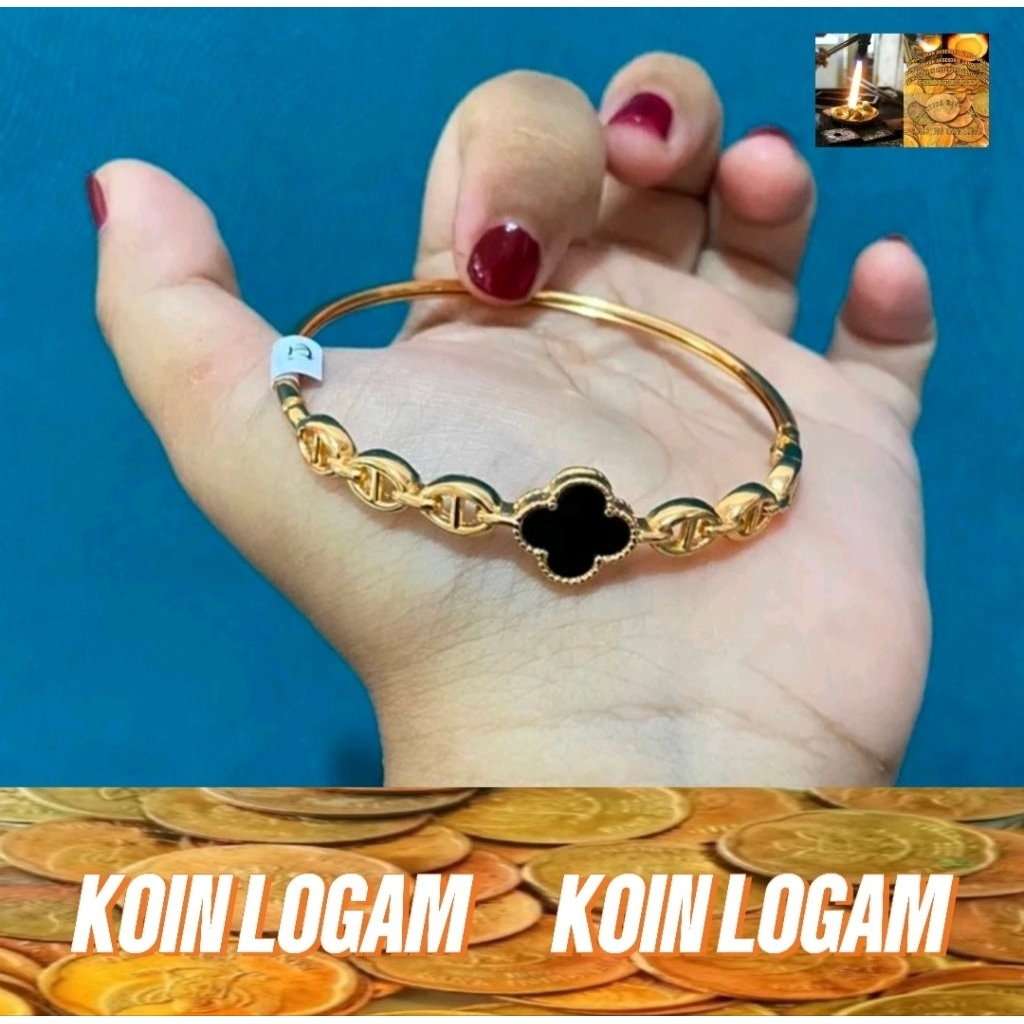 Gelang Wanita Bangle Elegan Anti Karat Koin 91 Ori Tidak Luntur Perhiasan Lapis Emas Terbaru