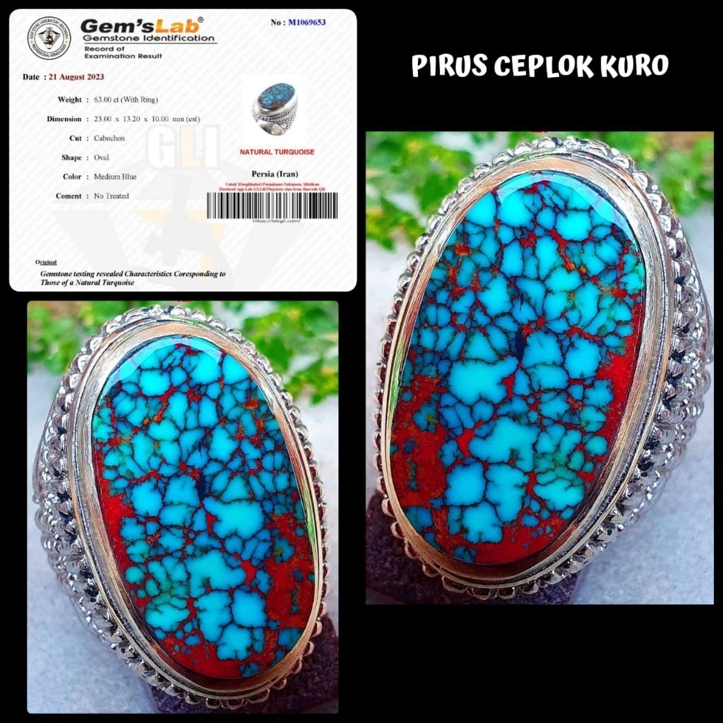 batu pirus blue persian iran asli ceplok kuro lawasan