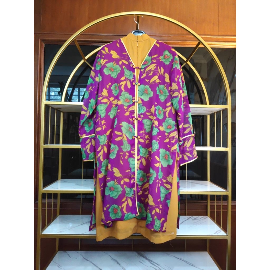 ATASAN TUNIK MUSLIMAH - MOTIF BUNGA UNGU