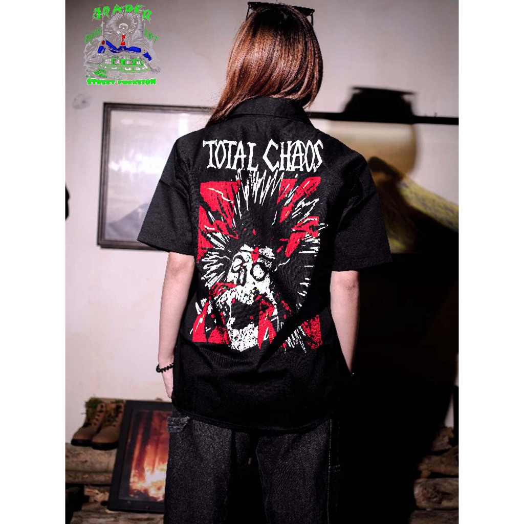 KEMEJA BAND THE CASUALTIS,KEMEJA PENDEK BAND PUNK,KEMEJA PDL PUNK,WORKSHIRT BAND PUNK,KEMEJA HITAM,K