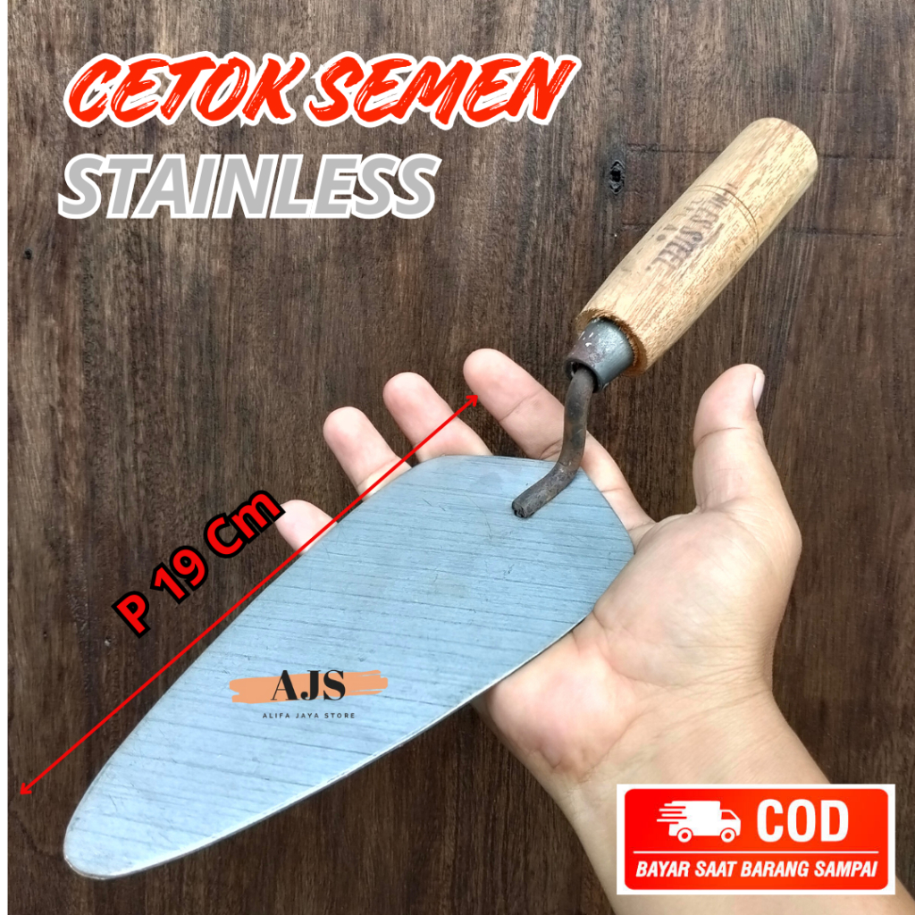 Cetok Tukang Stainless Besar / Sendok Semen Stainless ukuran panjang 19cm