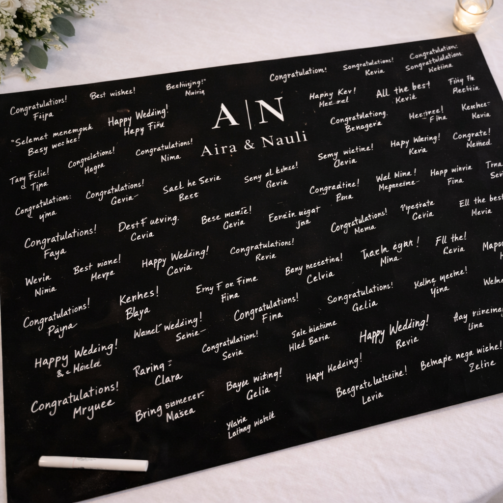 Wedding Guestbook Custom Akrilik Ucapan Tamu Papan Pernikahan Lamaran Aesthetic