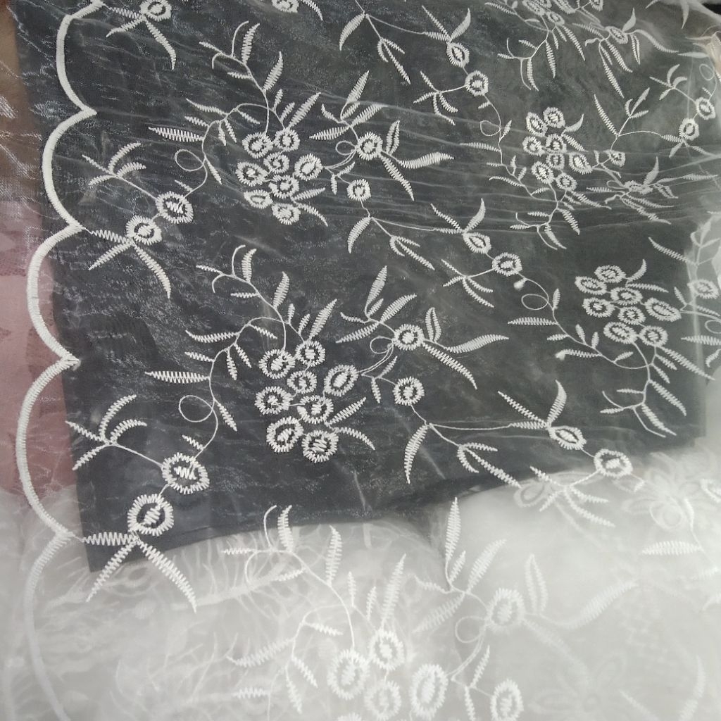 Kain organza bordir | Harga/0,5m | bahan organza bordir| bahan organza bordir | kain organza bordir.