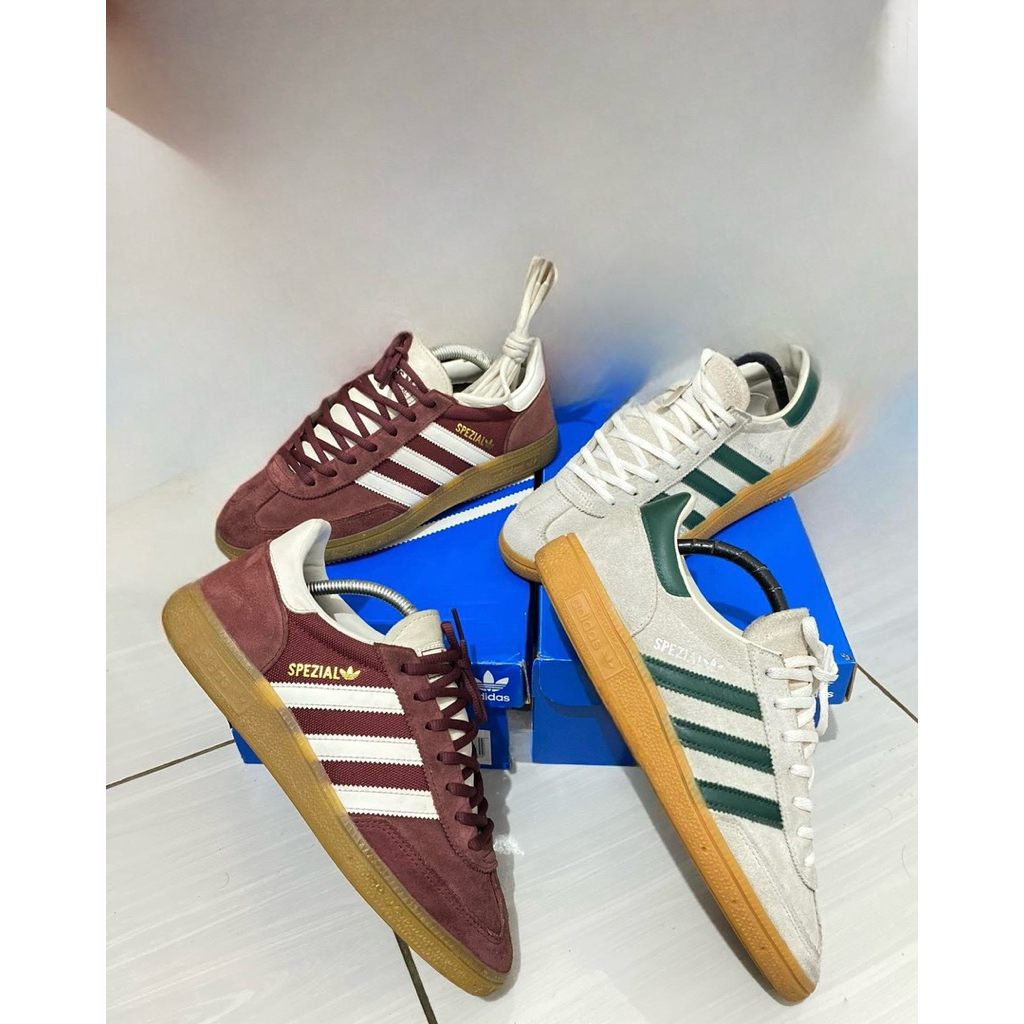 Sepatu Adidas handball spezial Red strip white &  Sepatu Adidas handball spezial grey stripe green