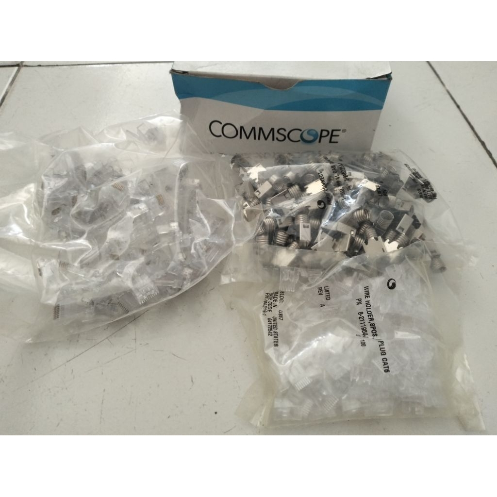 KONEKTOR LAN COMSCOPE RJ45 CAT6 METAL SHEILD PISAH BESI ORIGINAL ISI 100PCS