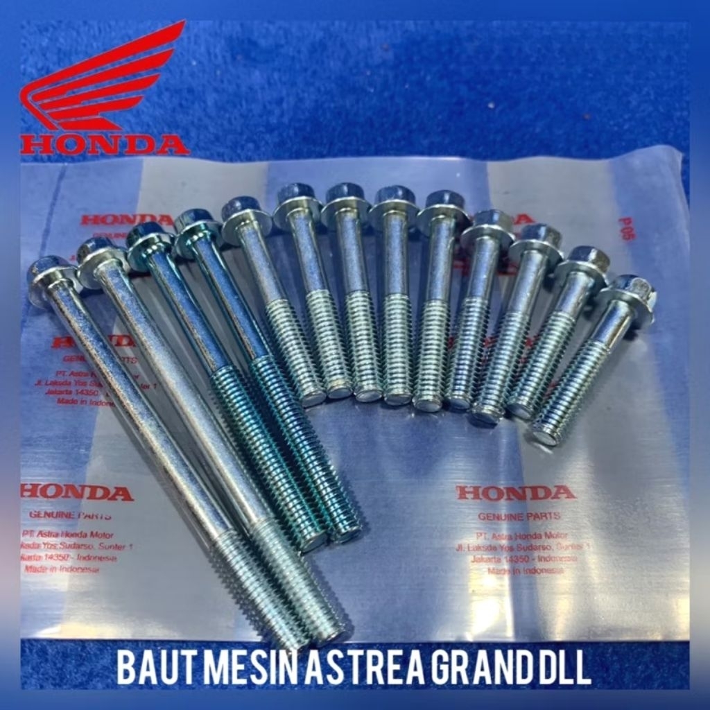 Baut Blok Mesin Kanan Kiri Supra X Astrea Grand Legenda Impressa Astrea Prima SATU SET Assy @ 14 Pcs
