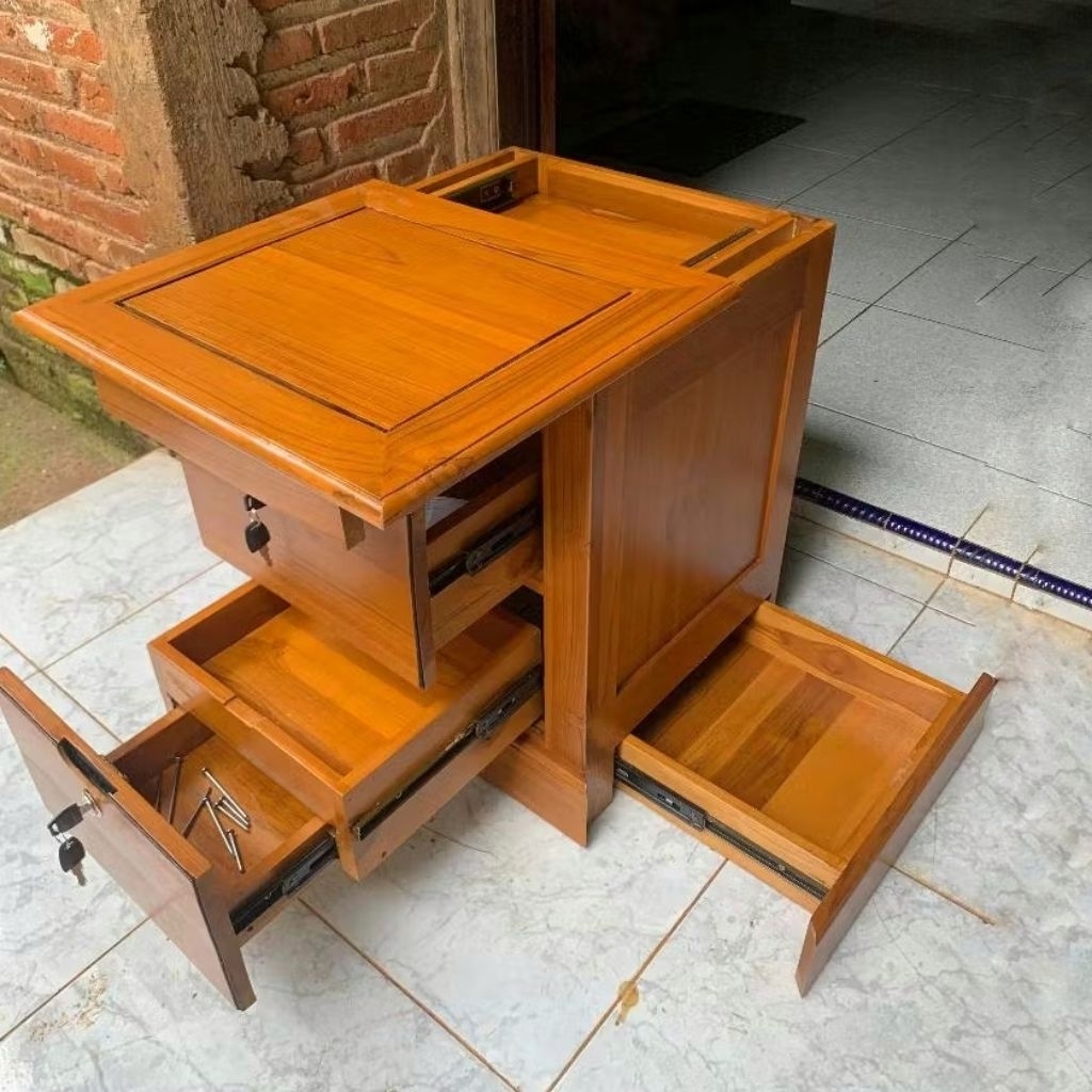 Meja nakas minimalis modern nakas rahasia laci rahasia kayu jati