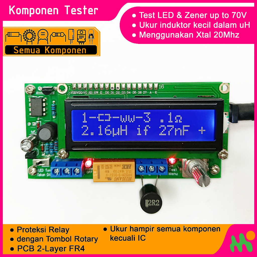 ESR Meter  - Zener Tester - Komponen Tester - LCR - Transistor Tester - LED Tester - Backlight Teste