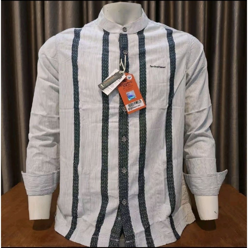 KEMKO KEMEJA KOKO PRIA  CARDINAL CASUAL POLA LEGULER FIT ORIGINAL LENGGAN PANJANG POLA SLIMFIT BAHAN