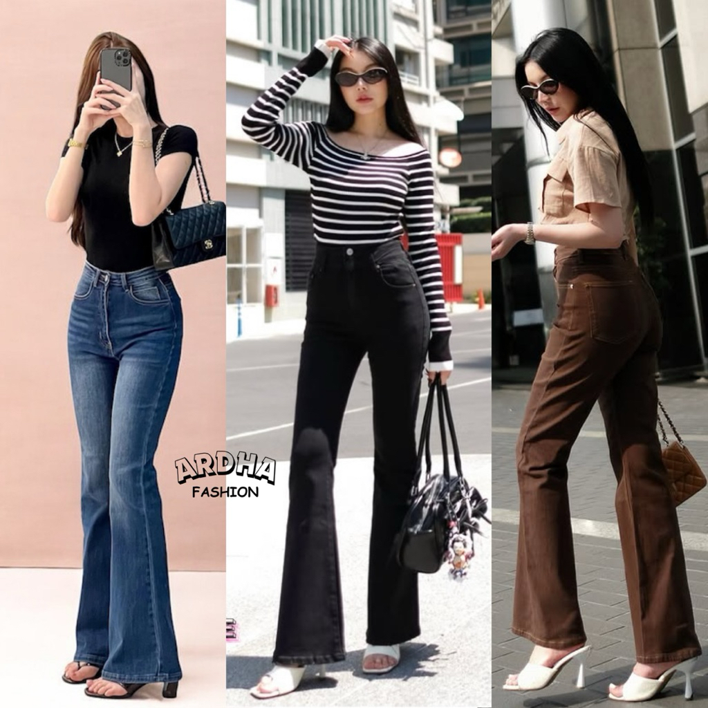 AF - Cutbray Vintage Wosh Gelora Highwaist Jeans Premium Streatch Real Pict-[COD]