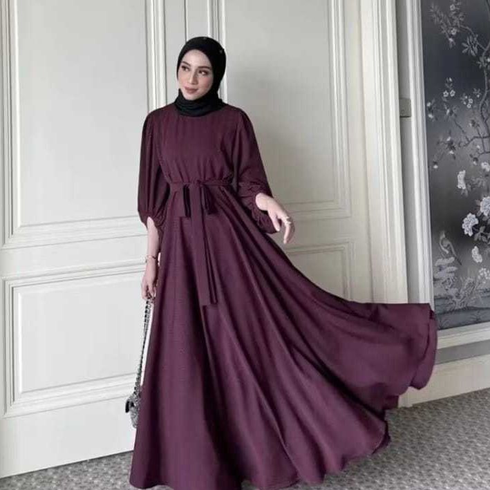 Gamis kekinian model mayung lebar bahan crinkle Airfllow premium Gamis muslim wanita