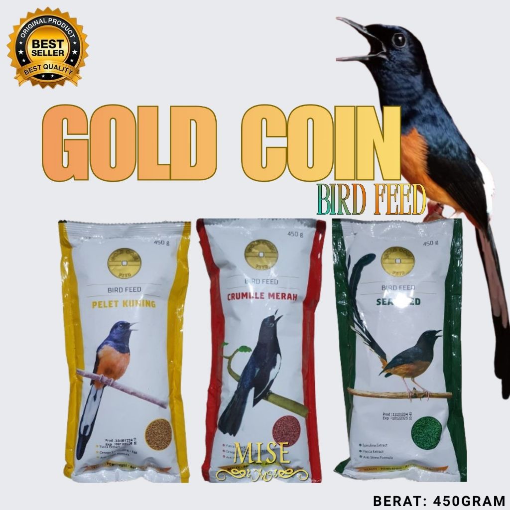 GOLD COIN BIRD FEED PAKAN BURUNG BERKICAU Gold Coin Seaweed Gold Coin Crumble Gold Coin Pelet Kuning