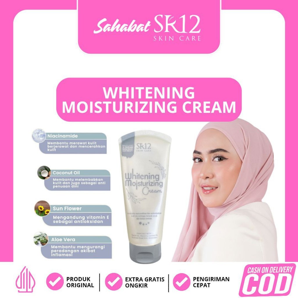 SR12 WHITENING MOISTURIZING CREAM | KRIM PEMUTIH BPOM UNTUK WAJAH DAN TUBUH