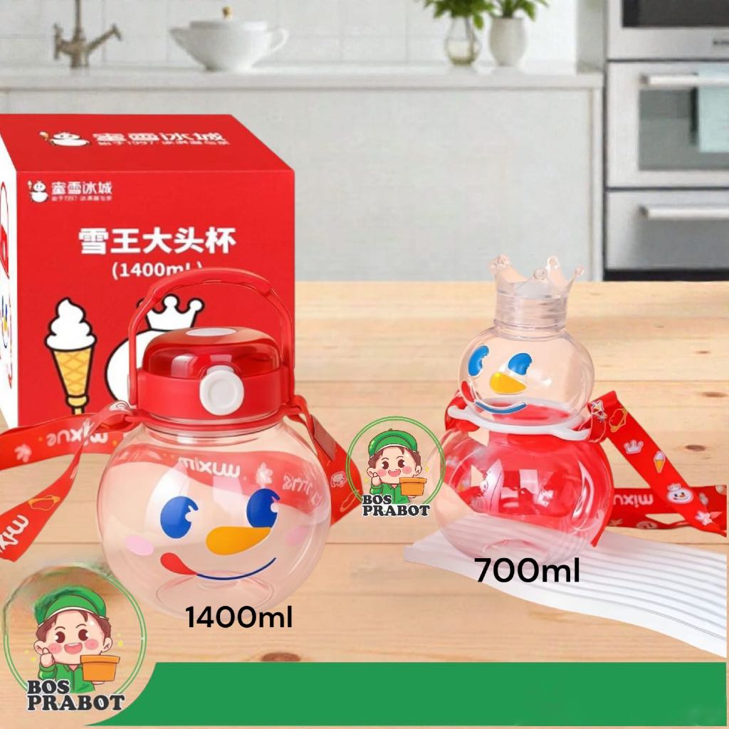 Botol Minum Mixue Viral 700ml 1400ml | Botol Plastik Anak | Botol Anak