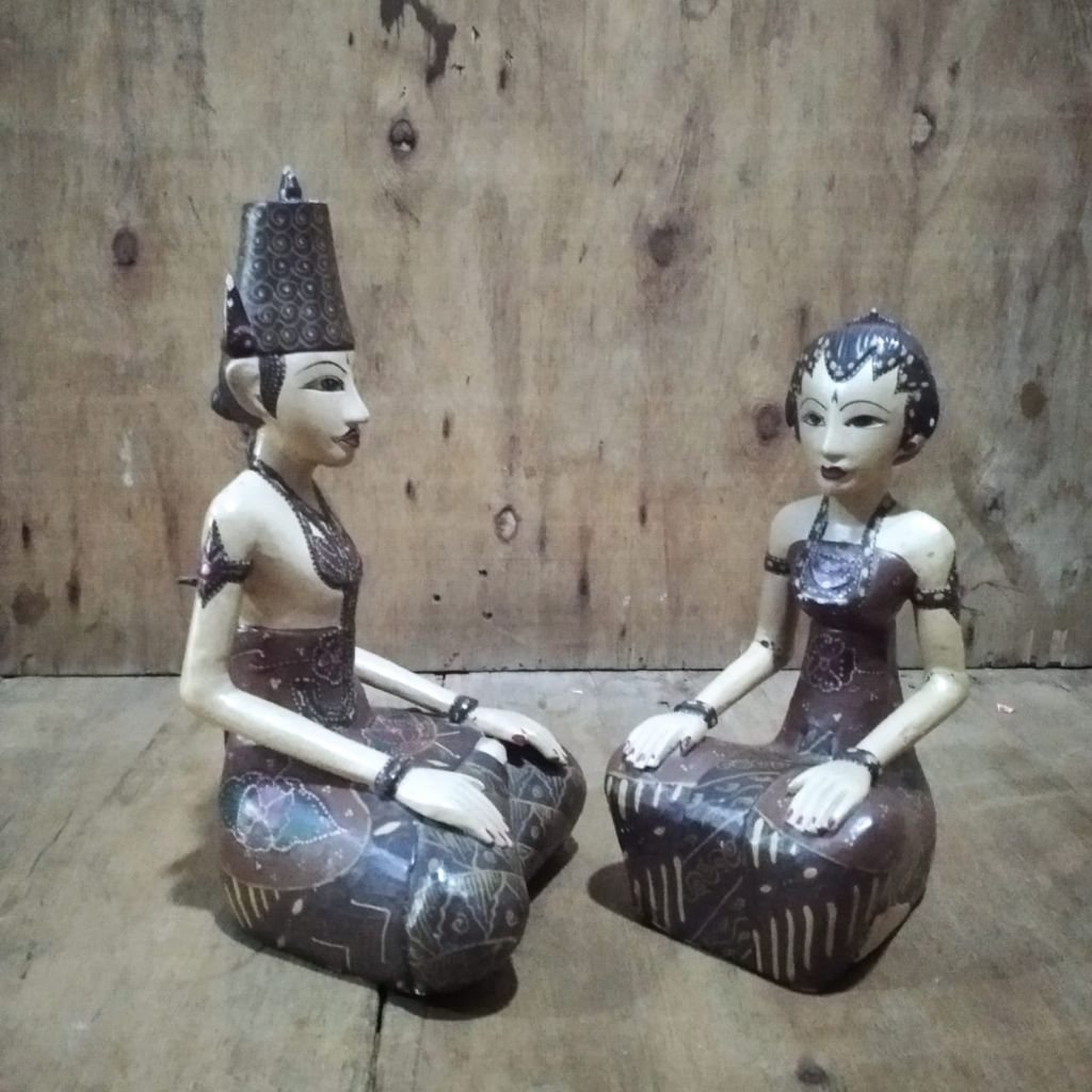 Pajangan hiasan meja patung kayu jadul antik vintage lawas kuno