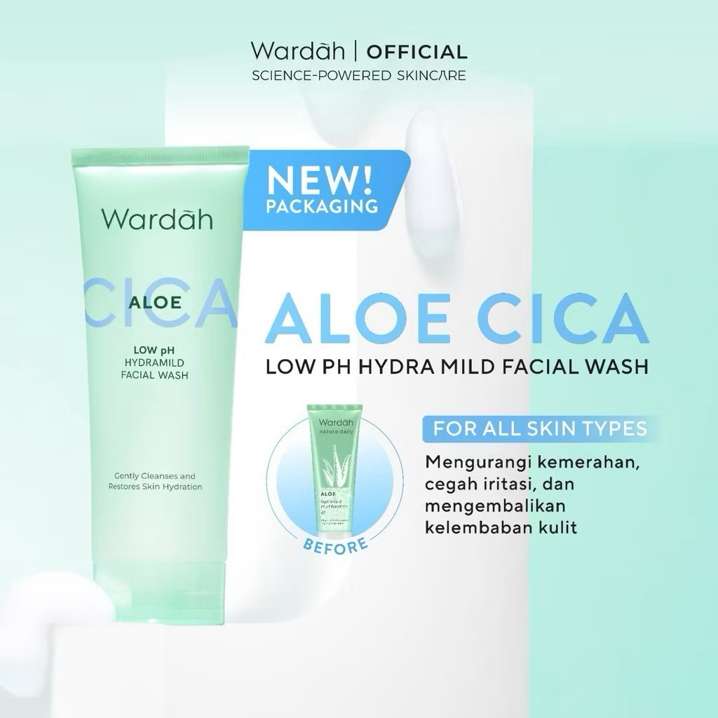 Wardah Cica Aloe Low pH Hydramild Facial Wash Nature Daily Sabun Cuci Muka Membersihkan secara Lembu
