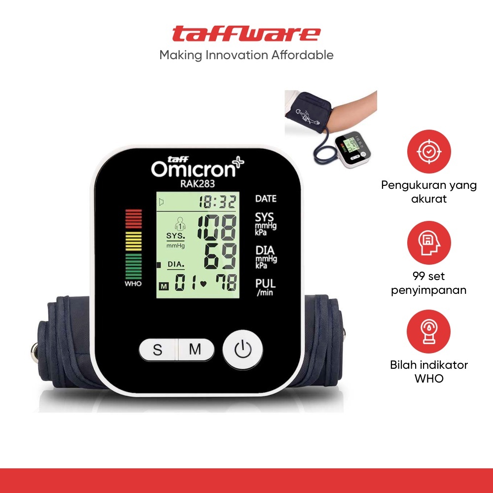 Blood Pressure Monitor Digital Tensimeter Tekanan Darah Lengan RAK 283 Omicron