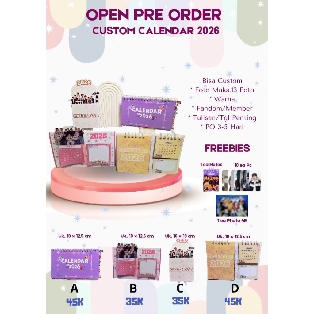 Custom KPOP Calendar 2026