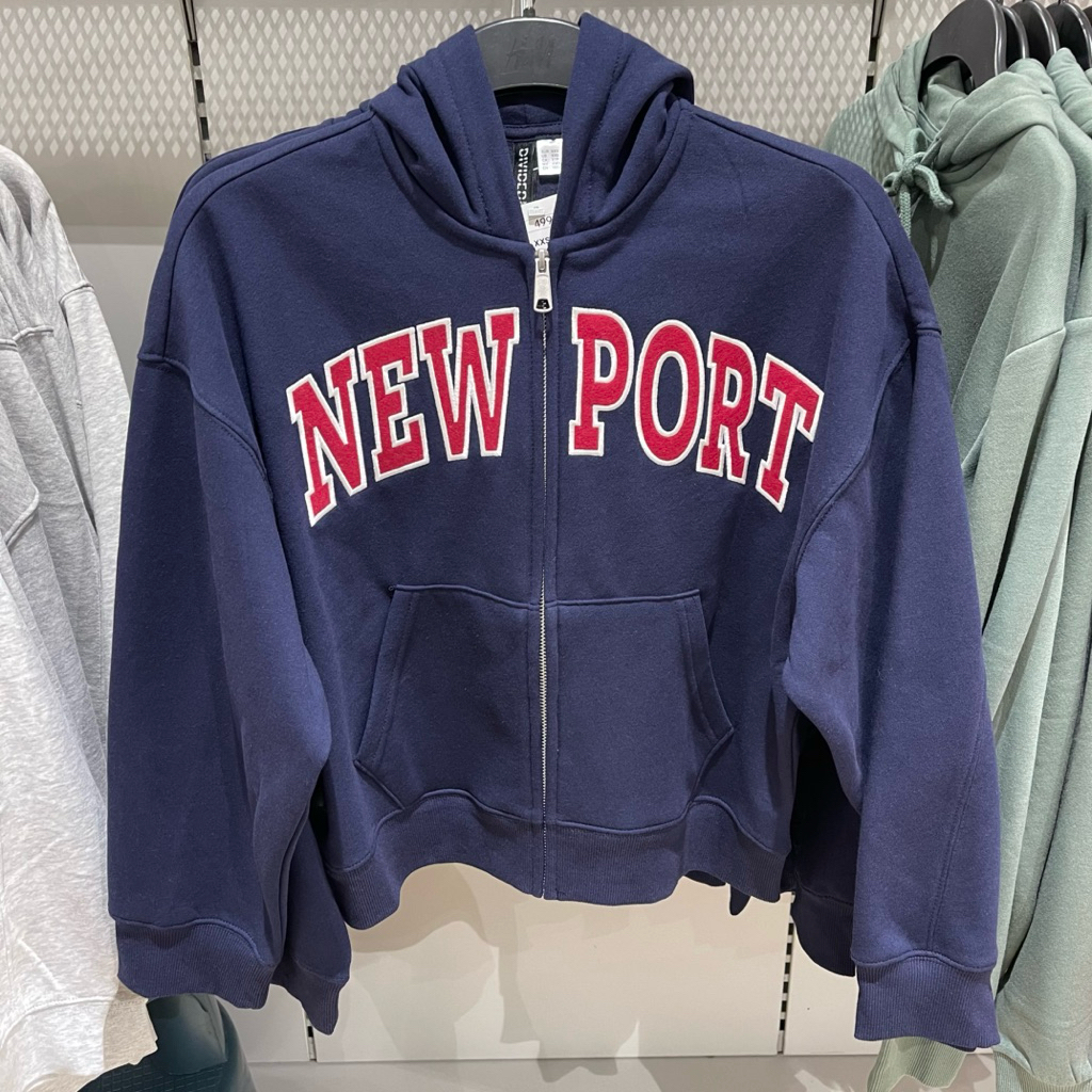 Hoodie H&M Woman zipper NEW PORT divided navy