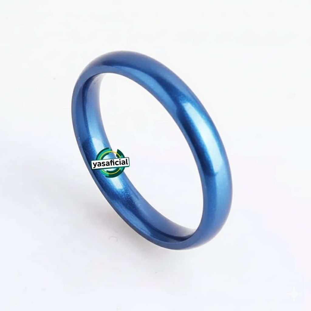 Cincin titanium couple polos sedang warna Biru harga termurah