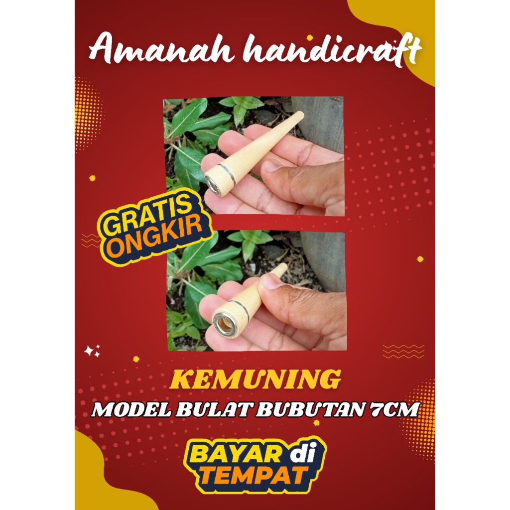 Onci kayu kemuning model bulat bubutan 7cm