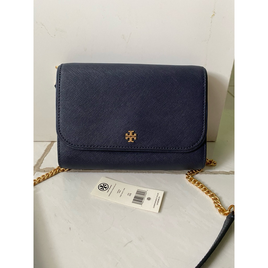 tb emerson tory burch emerson wallet on chain navy
