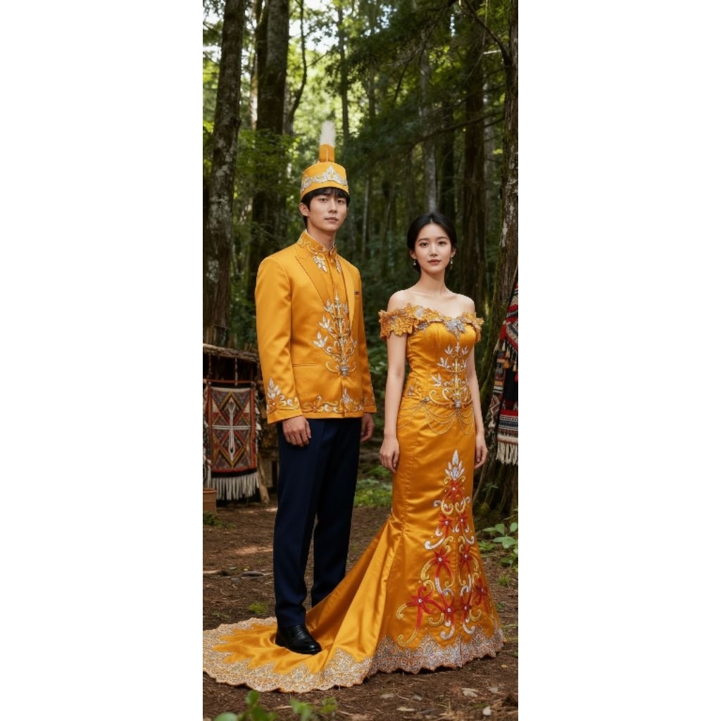 sepasang pengantin dayak kalteng full set