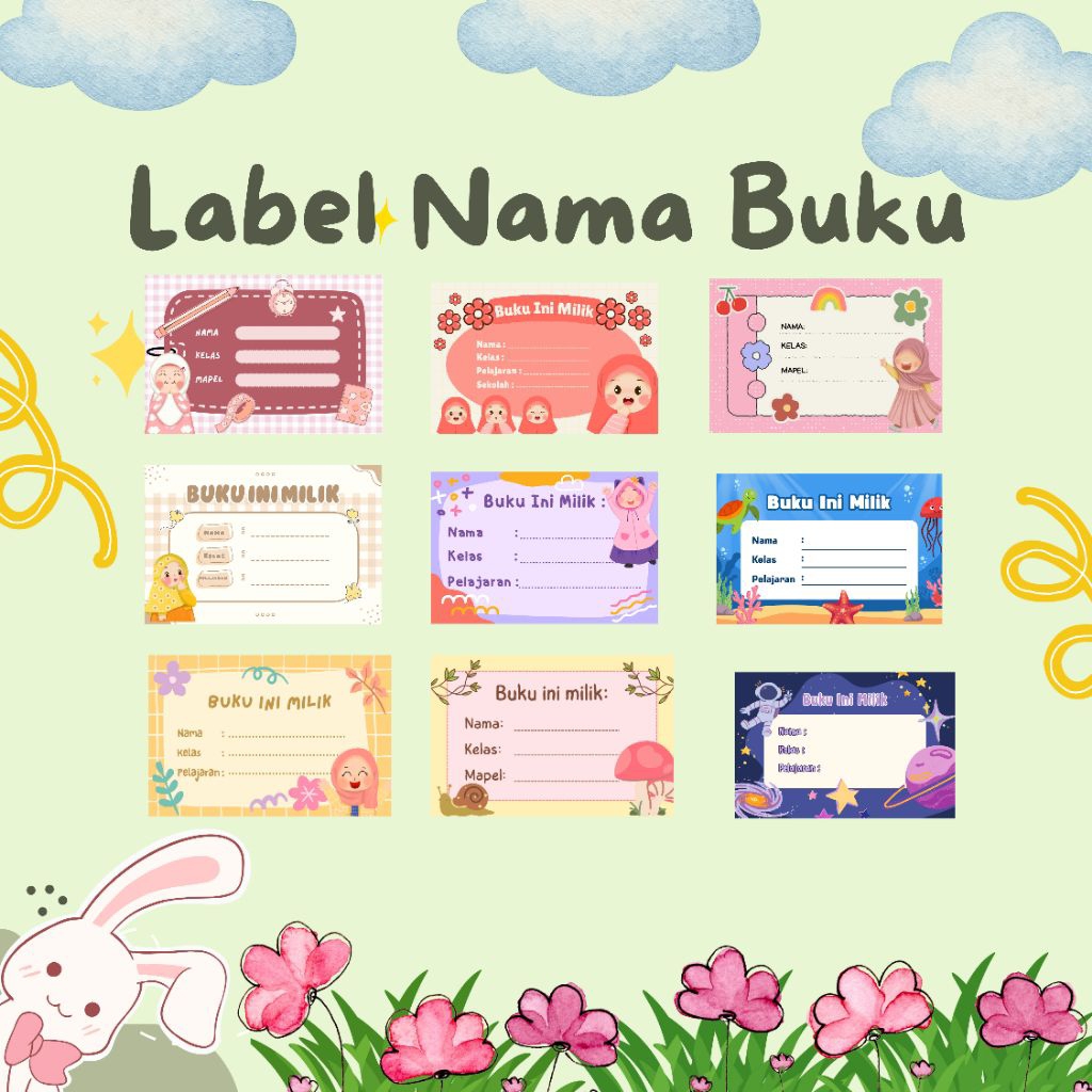 Label Nama Anak Sekolah | Stiker Nama Anti Luntur | Label Buku Unik & Lucu | Perlengkapan Sekolah PA