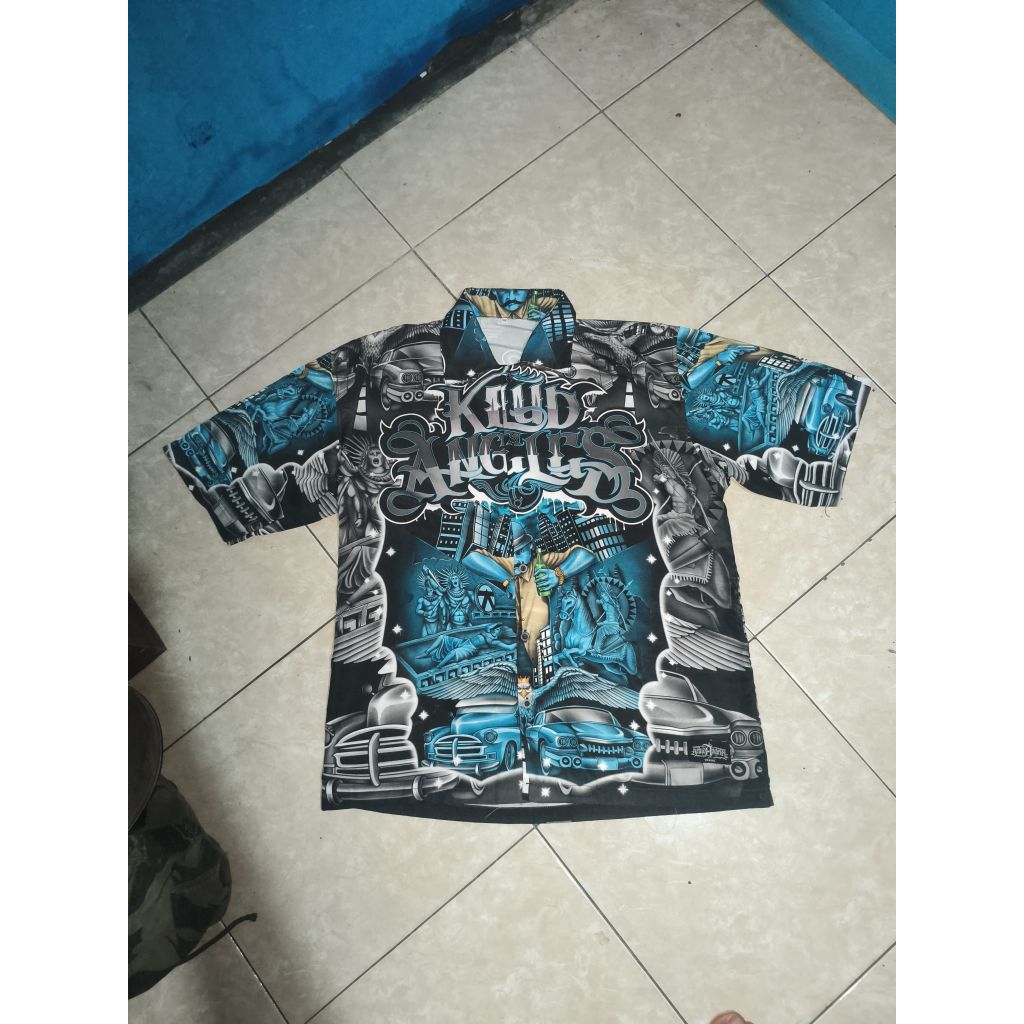 KEMEJA KELUD ANGELES BRAND BIRU, SIZE XL