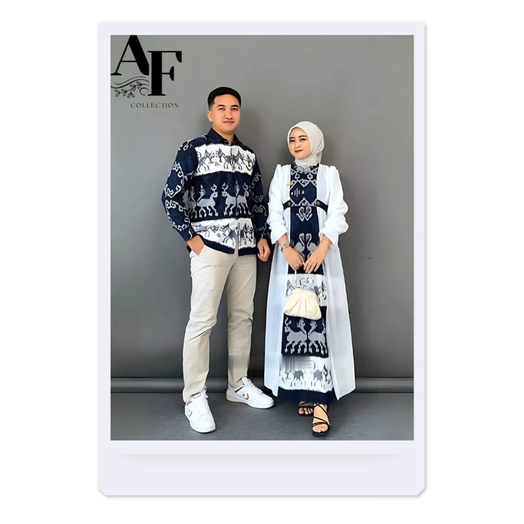 Alfa | Set Baju Kondangan Tunangan Couple Dress Kemeja Simple Mewah Elegan Safitri White