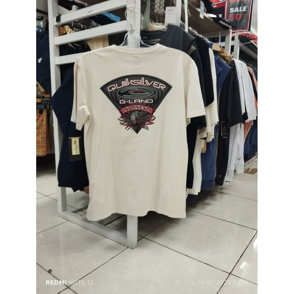 kaos Quiksilver g-land Shield tee off white original