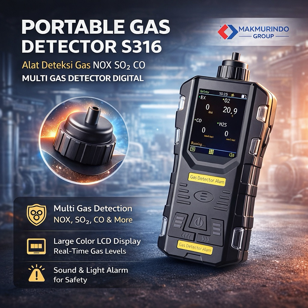 Portable Gas Detector S316 |  Alat  Deteksi Gas NOX SO2 CO | Multi Gas Detector Digital