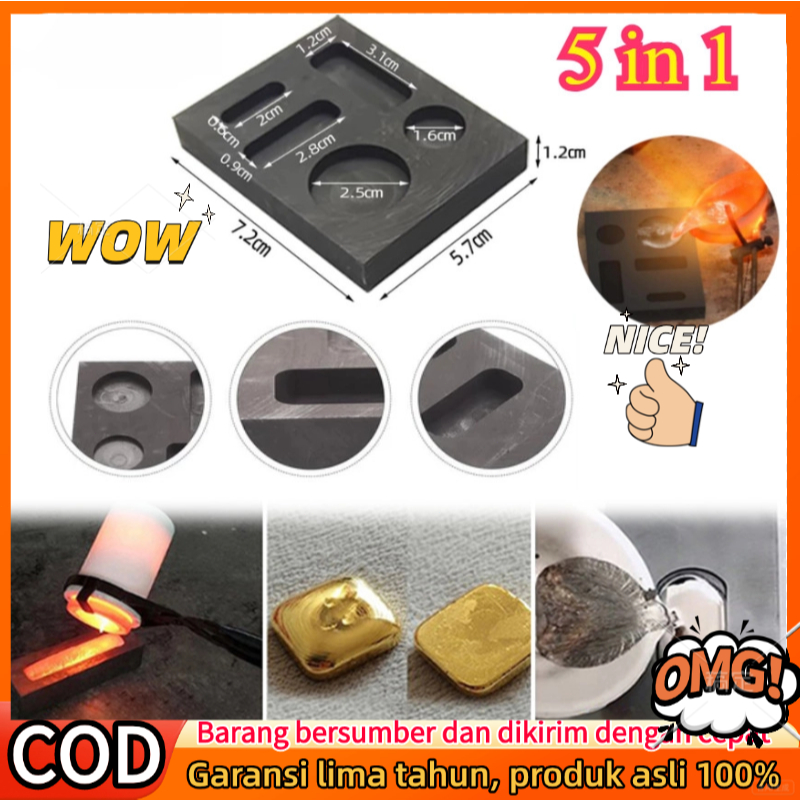 Graphite Ingot Mould 5 In 1 Cetakan Ingot Grafit High Density Emas Silver Aluminium Kaca Bulat Koin