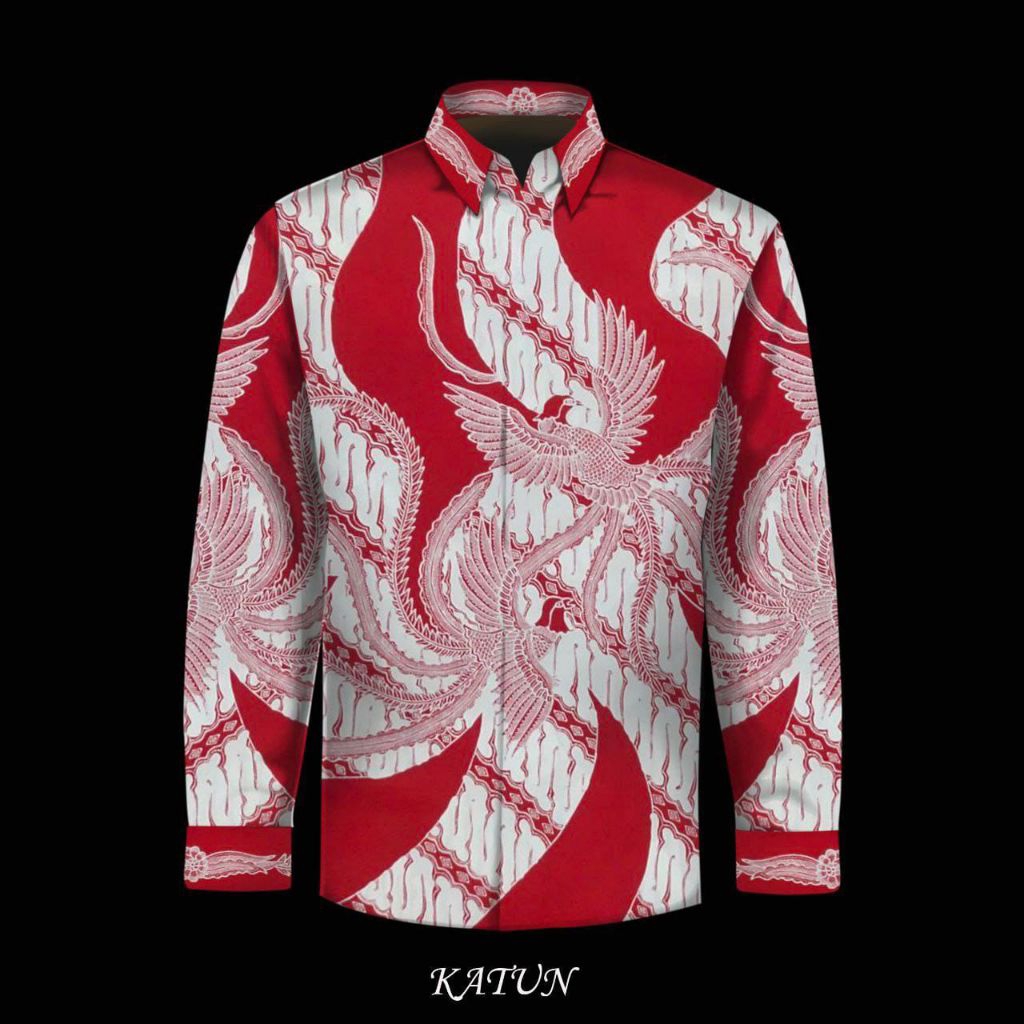 kain batik tulis pria bahan katun warna merah putih. er