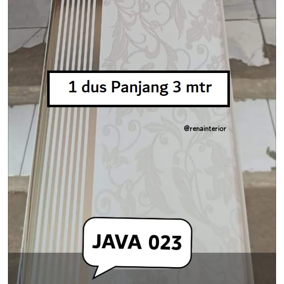 Plafon PVC JAVAFON GLOSSY Harga 1 dus panjang 3mtr isi 12 lbr. Anti rayap, anti jamur, tahan rambat 