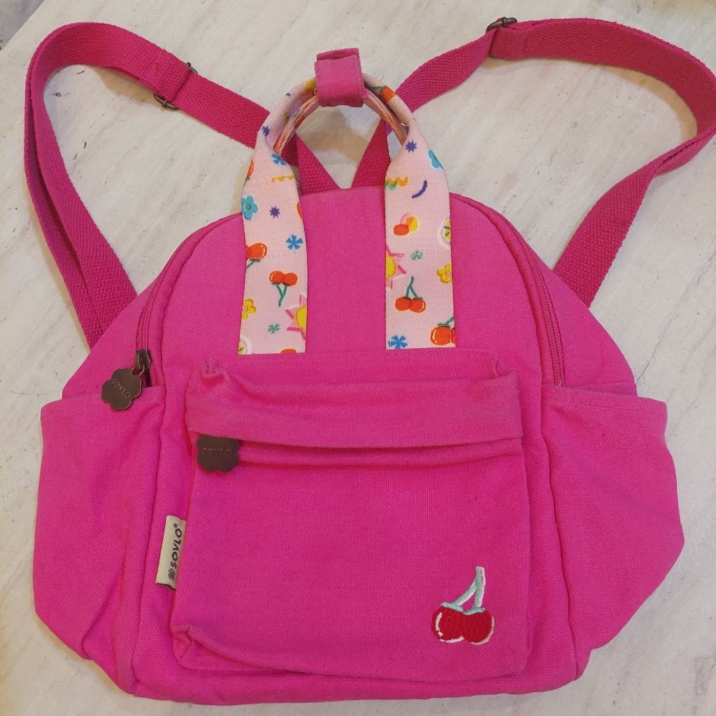 Tas Ransel Wanita Pink Fuschia Sovlo Preloved Like New Free Bag Charm Hello Kitty MC.D