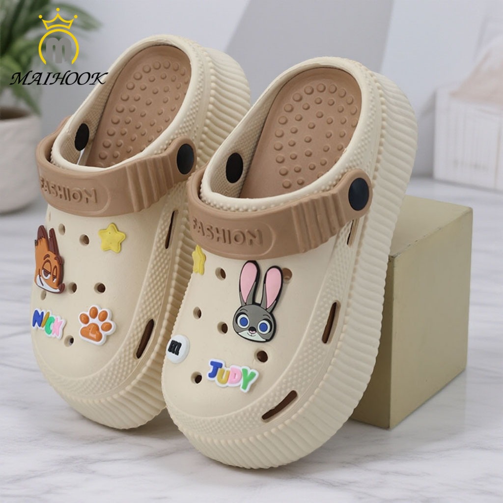 MAIHOOK Sepatu Sandal Baim Anak Laki-Laki Anak Perempuan Kodok Dengan Pin 3D Motif Kartun Karakter H