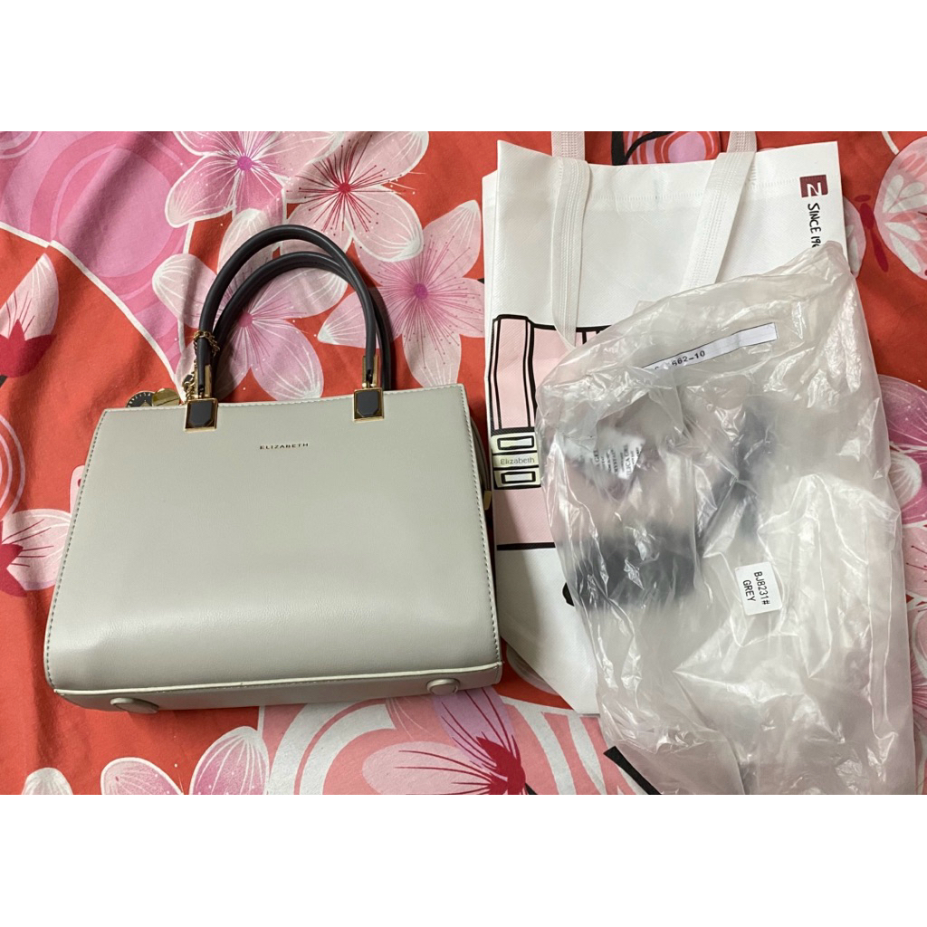 Jual preloved new tas handbag elizabeth grey abu