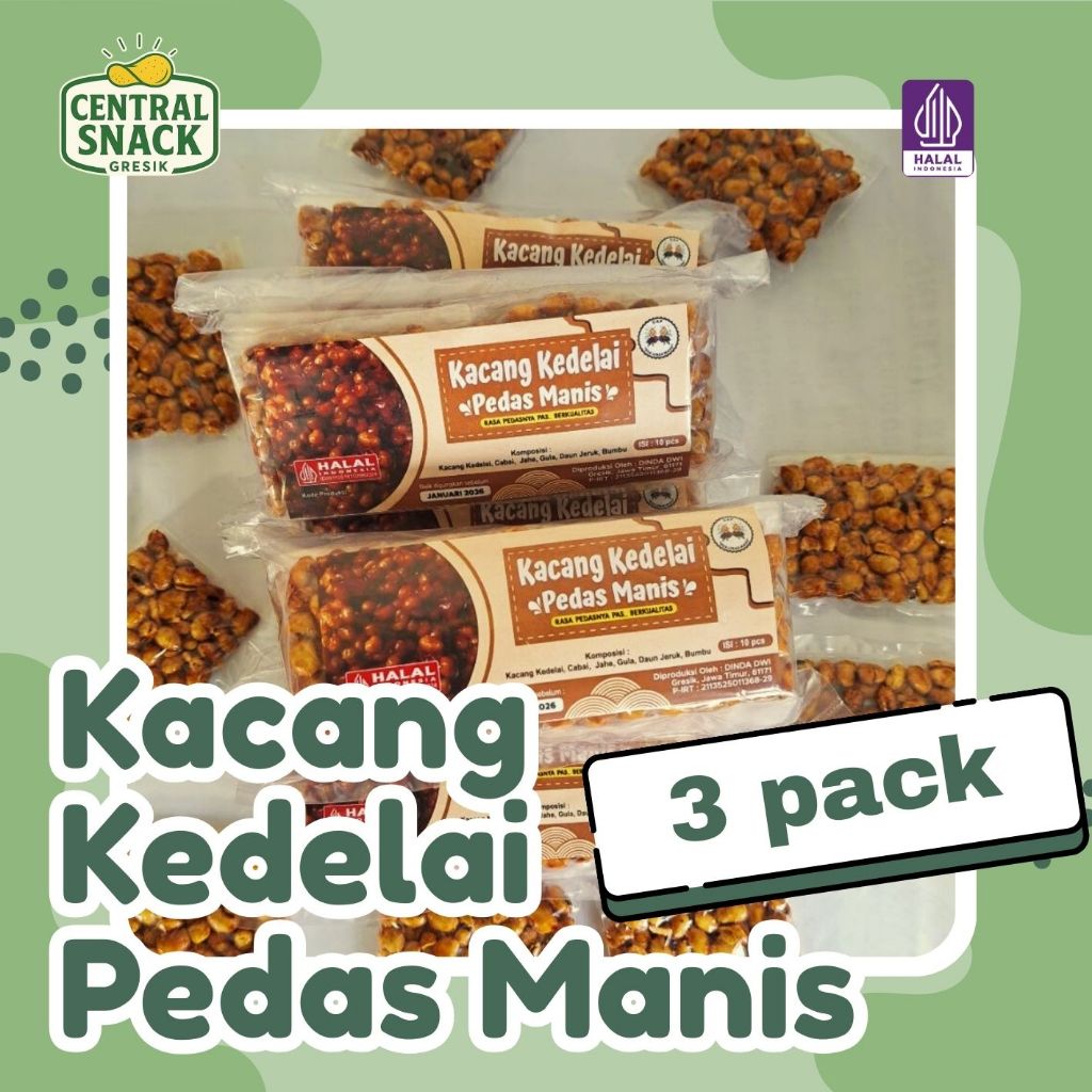 3 Pack Kedelai Pedas Manis - Camilan Kacang Nikmat