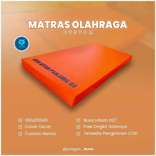 Tiger Jaya Matras Olahraga Ukuran 200 x 100 x 10 cm Busa Hitam D27 Padat dan Tahan Lama Cover Oscar 