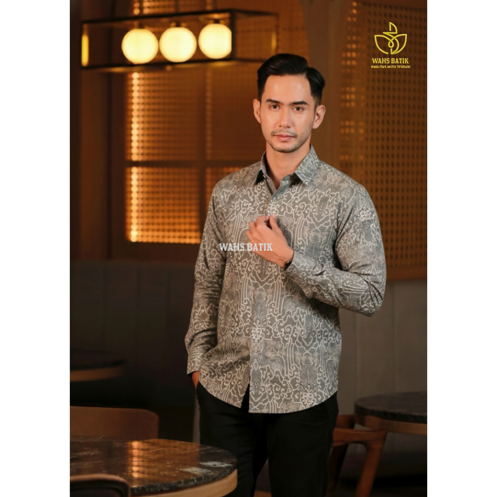 WAHS BATIK - Bintari Doby Kemeja Batik Pria Lengan Panjang Bahan Doby Premium Elegan Berlapis Furing